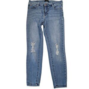 Celebrity Gold Skinny Jeans Blue‎ Ripped Distressed Womens Size 10 Stretch